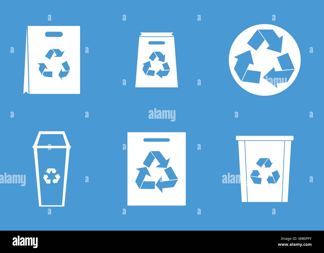 Recycle material icon blue set vector Stock Vector