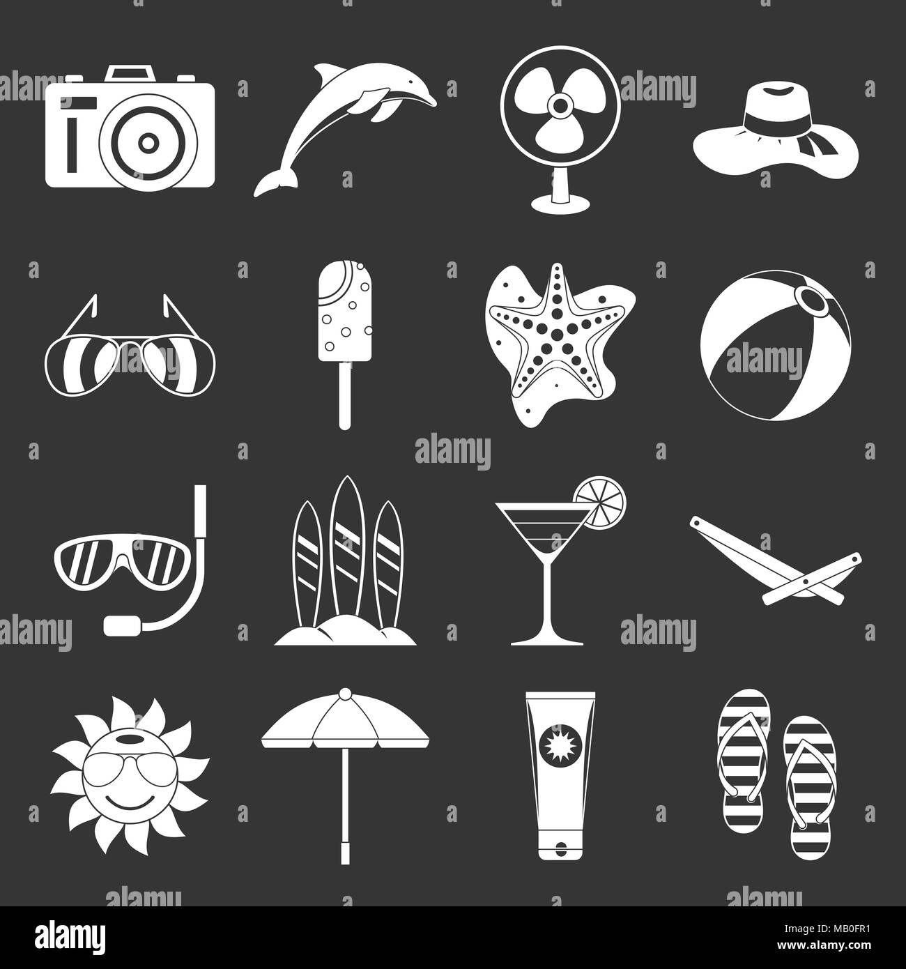 Summer rest icons set grey vector Stock Vector Image & Art - Alamy