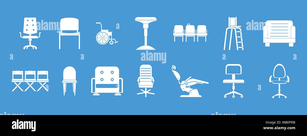 Chair icon blue set vector Stock Vector
