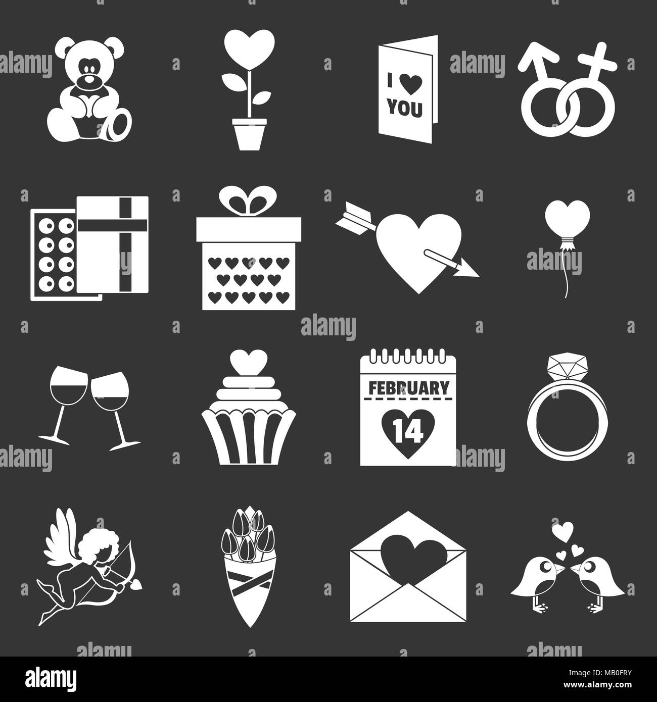 Saint Valentine icons set grey vector Stock Vector Image & Art - Alamy