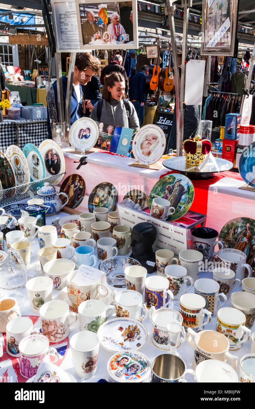 England, London, Greenwich, Greenwich Market, Antique Stall Display of
