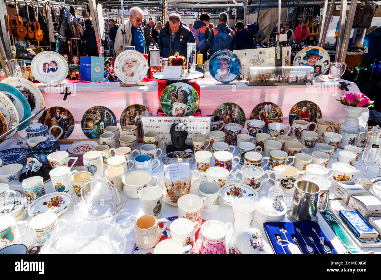 England, London, Greenwich, Greenwich Market, Antique Stall Display of