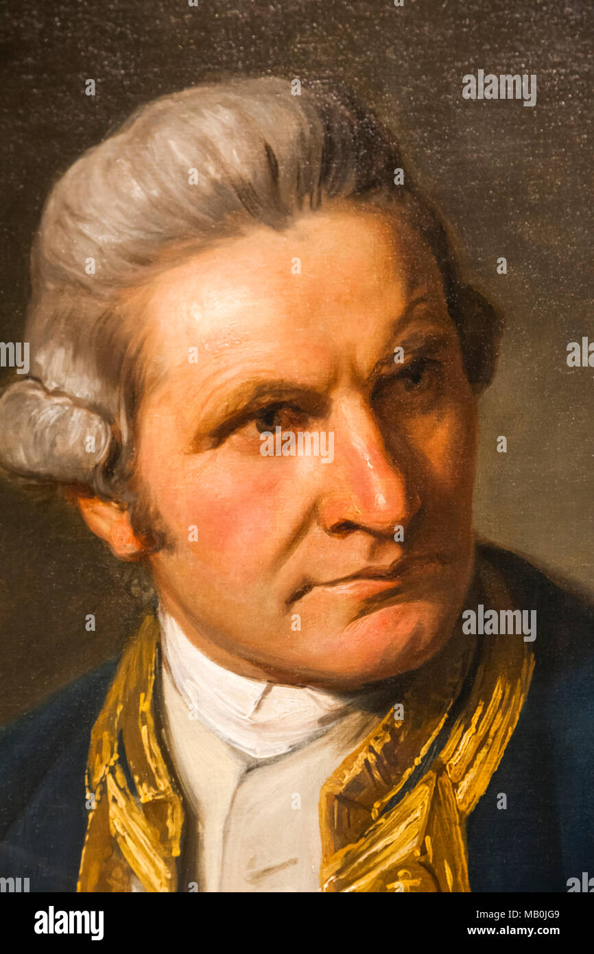 England, Portrait of James Cook by Natheniel Dance dated 1776 Stock