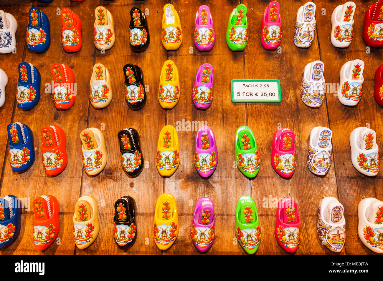 Europe, Netherlands, Amsterdam, Souvenir Clog Shaped Shoe Brush Holders Stock Photo