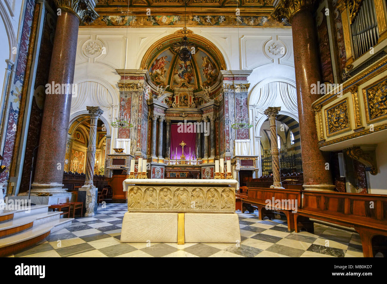 Apostle Saint Andrew Cathedral in Amalfi, Piazza del Duomo, Amalfi, Campania, Italy Stock Photo