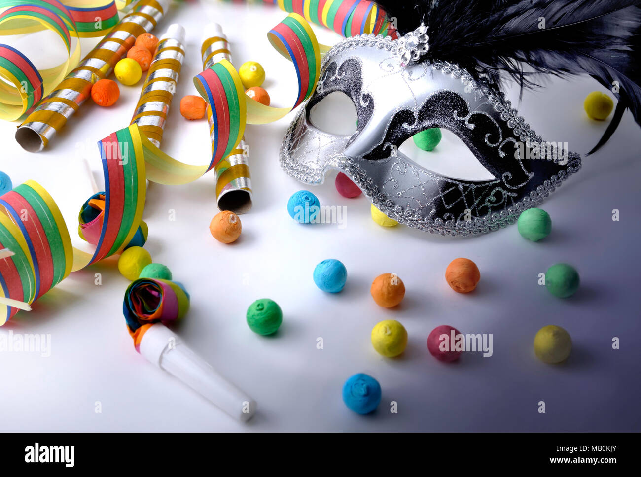 Colorful Cotillons for Party on White Stock Photo - Image of