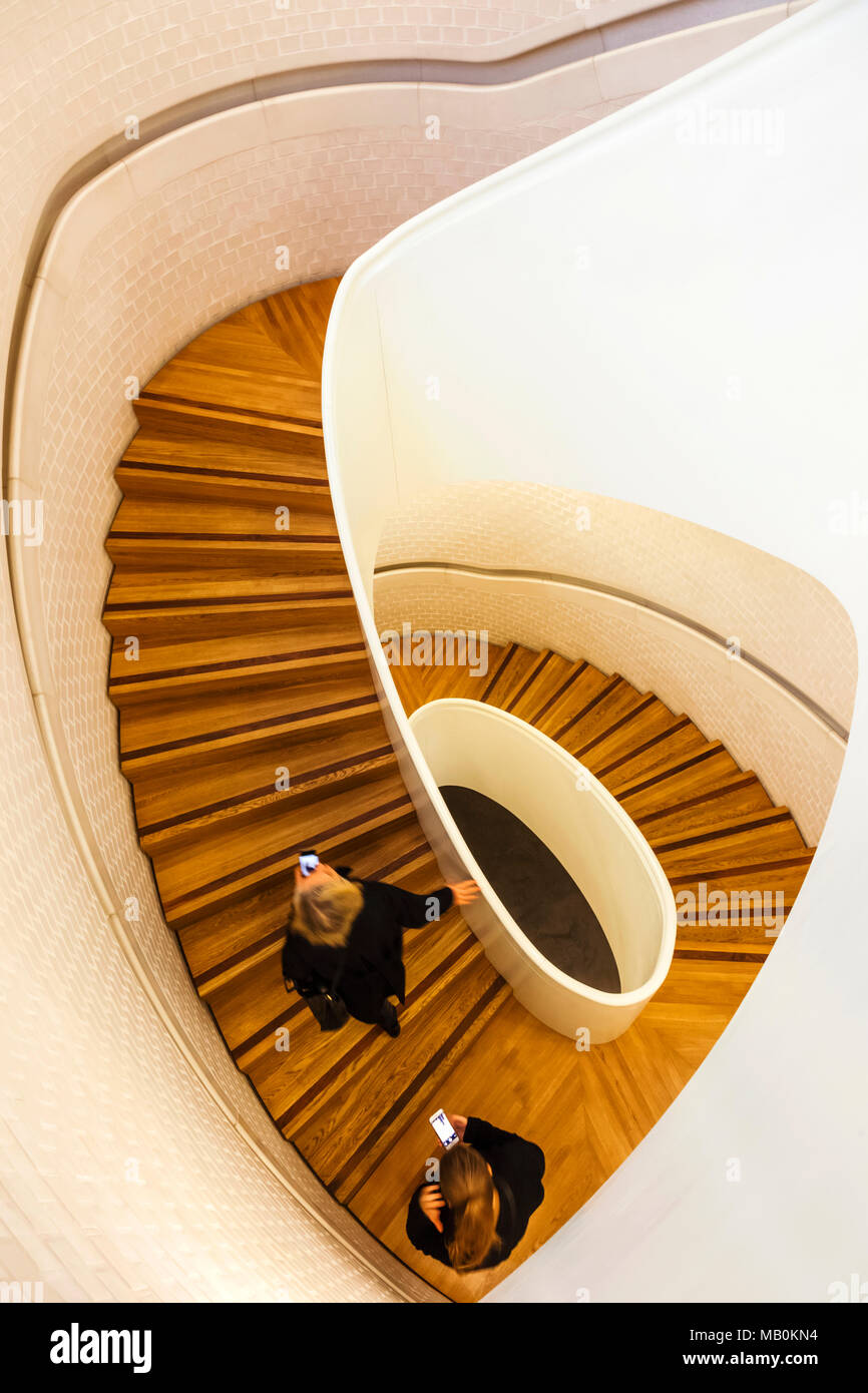 England, London, Vauxhall, Damien Hirst's Newport Street Gallery, Spiral Staircase designed by Architects Caruso St.John Stock Photo