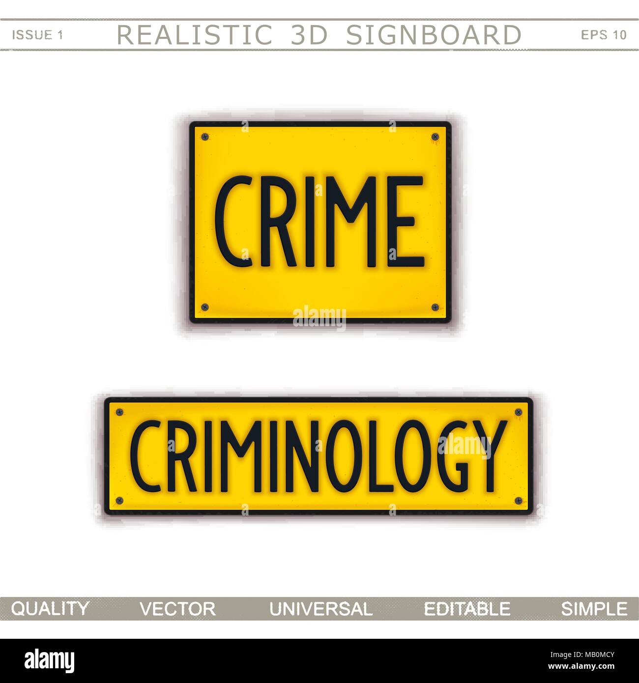 Signboard design. Crime. Criminology. Car license plate stylized. Vector elements Stock Vector