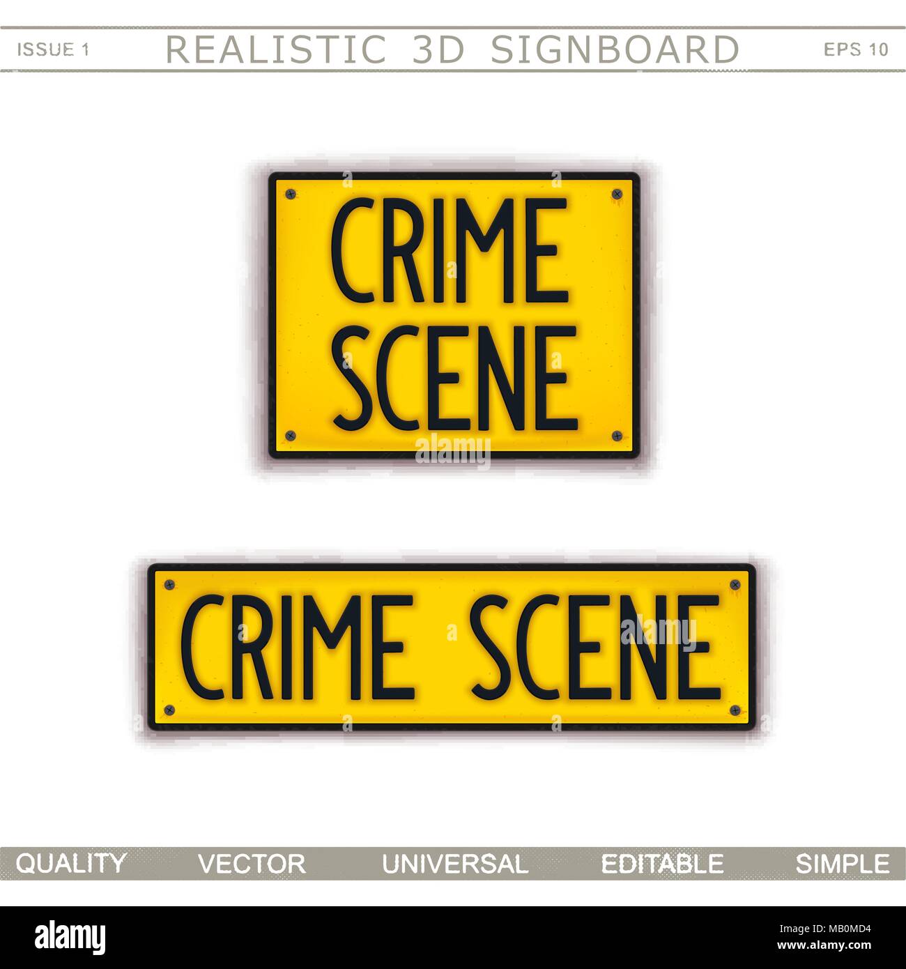 Signboard design. Crime Scene. Car license plate stylized. Vector elements Stock Vector