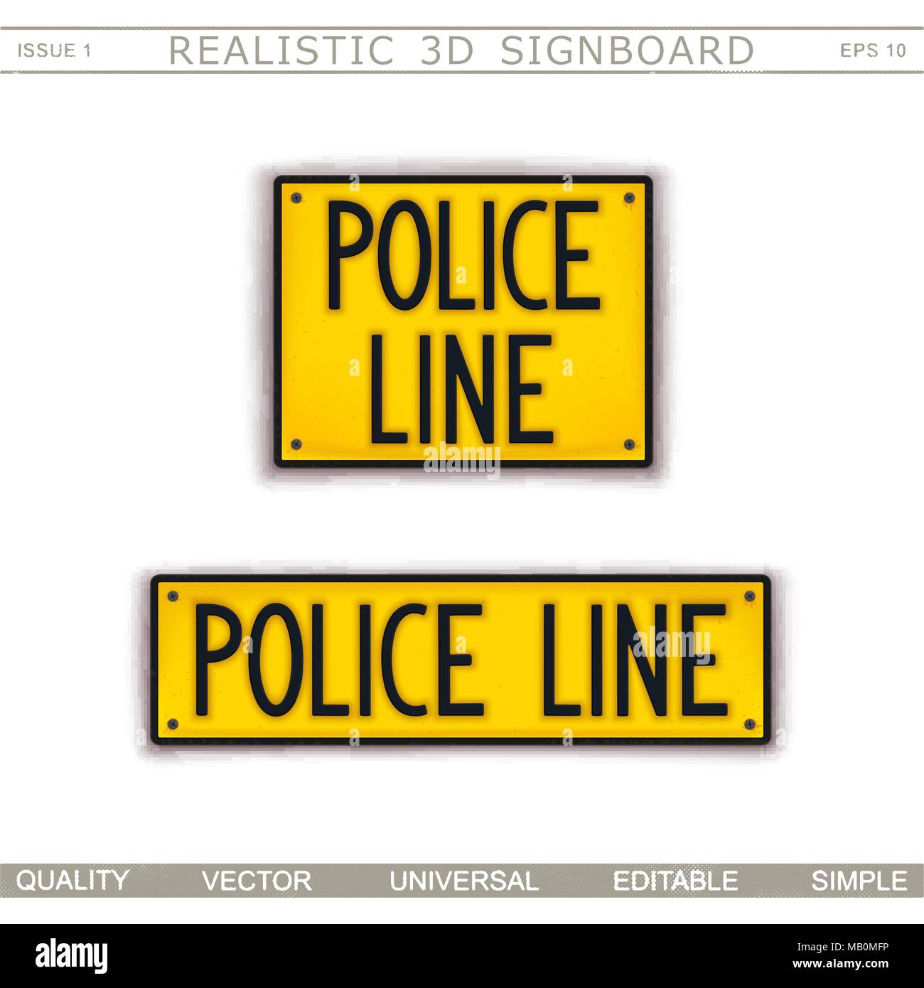 Signboard design. Police Line. Do Not Cross. Car license plate stylized. Vector elements Stock Vector