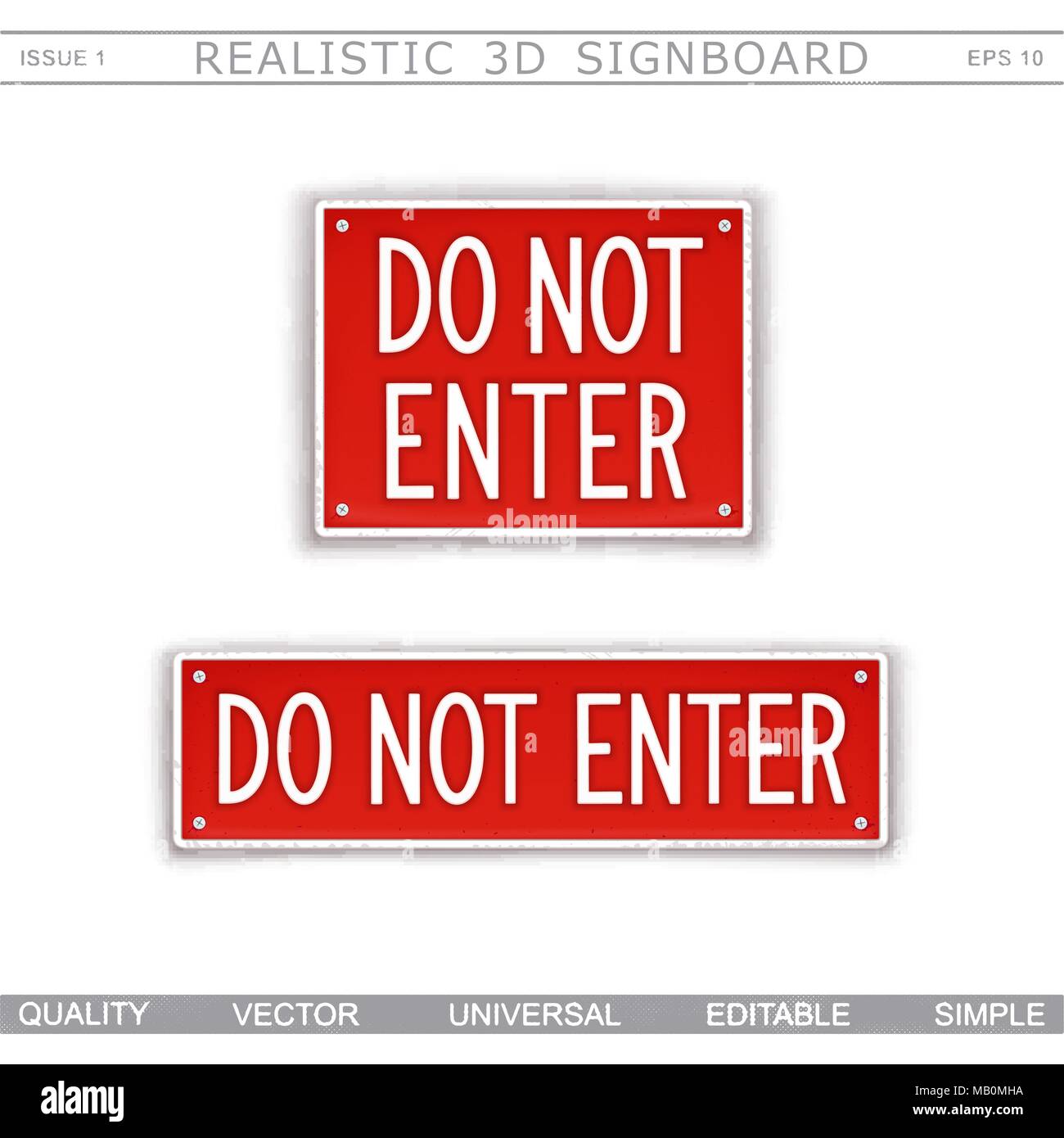 Do not enter. Warning signs. 3D signboard. Top view. Vector design