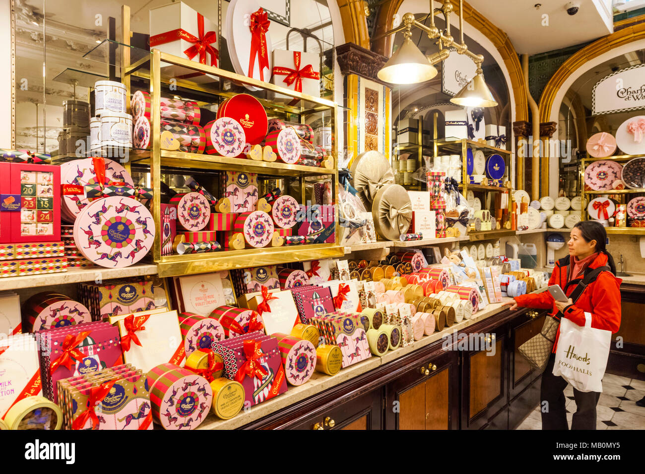 England, London, Knightsbridge, Harrods, Foodhall, Asian Customer