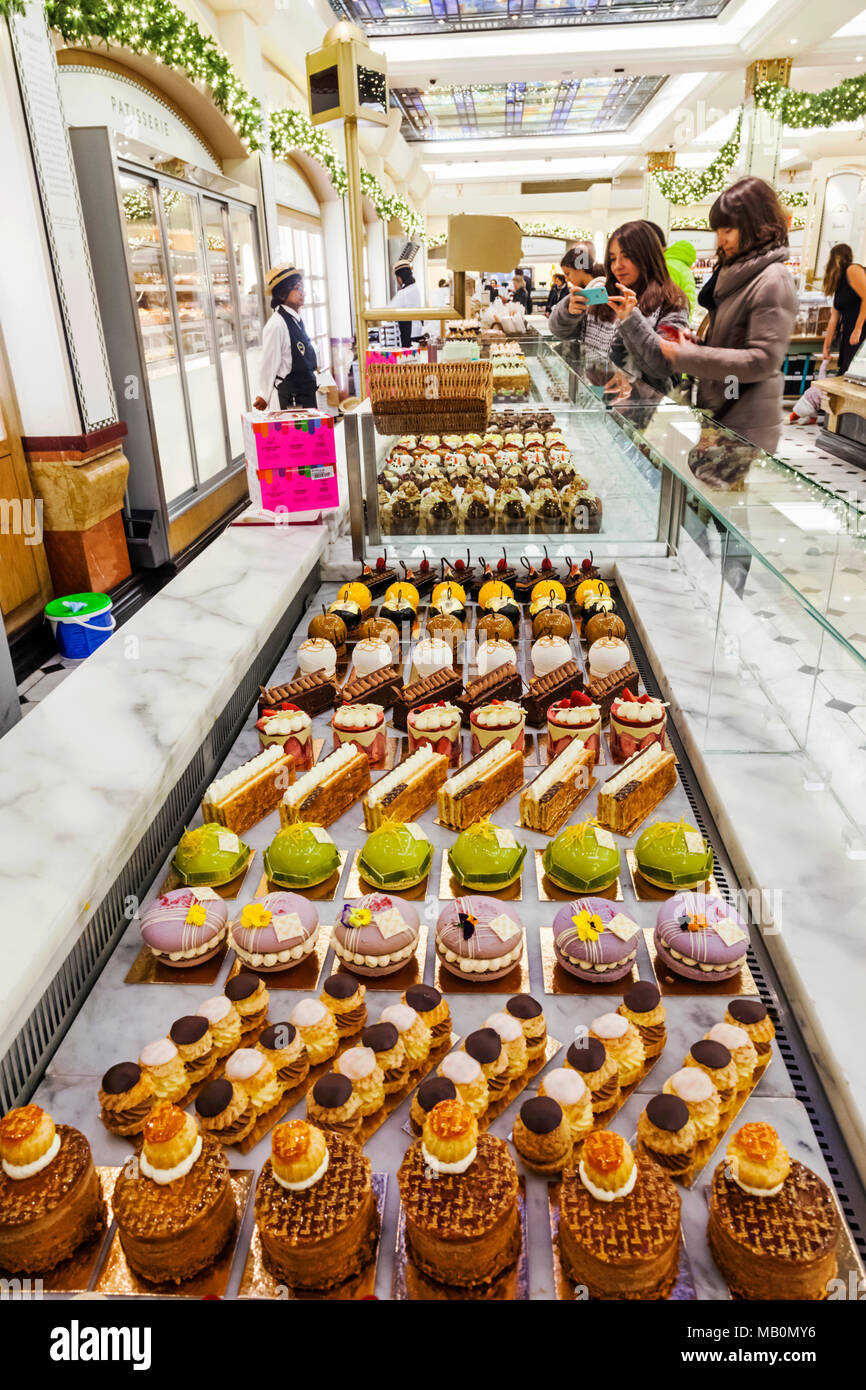 England, London, Knightsbridge, Harrods, Foodhall, Cake Counter Display