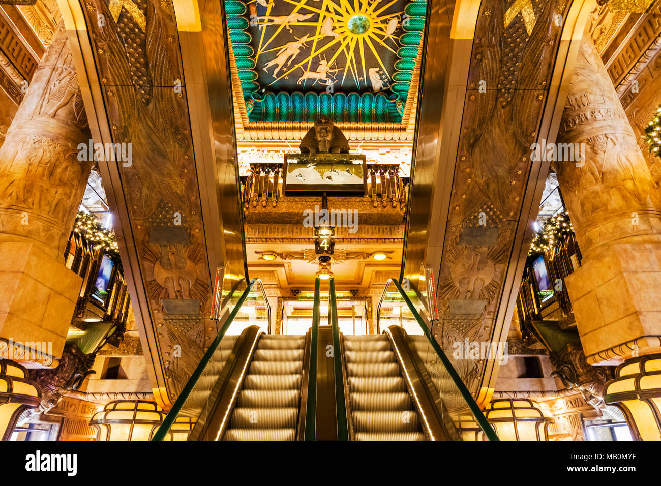 England, London, Knightsbridge, Harrods, The Egyptian Staircase Stock