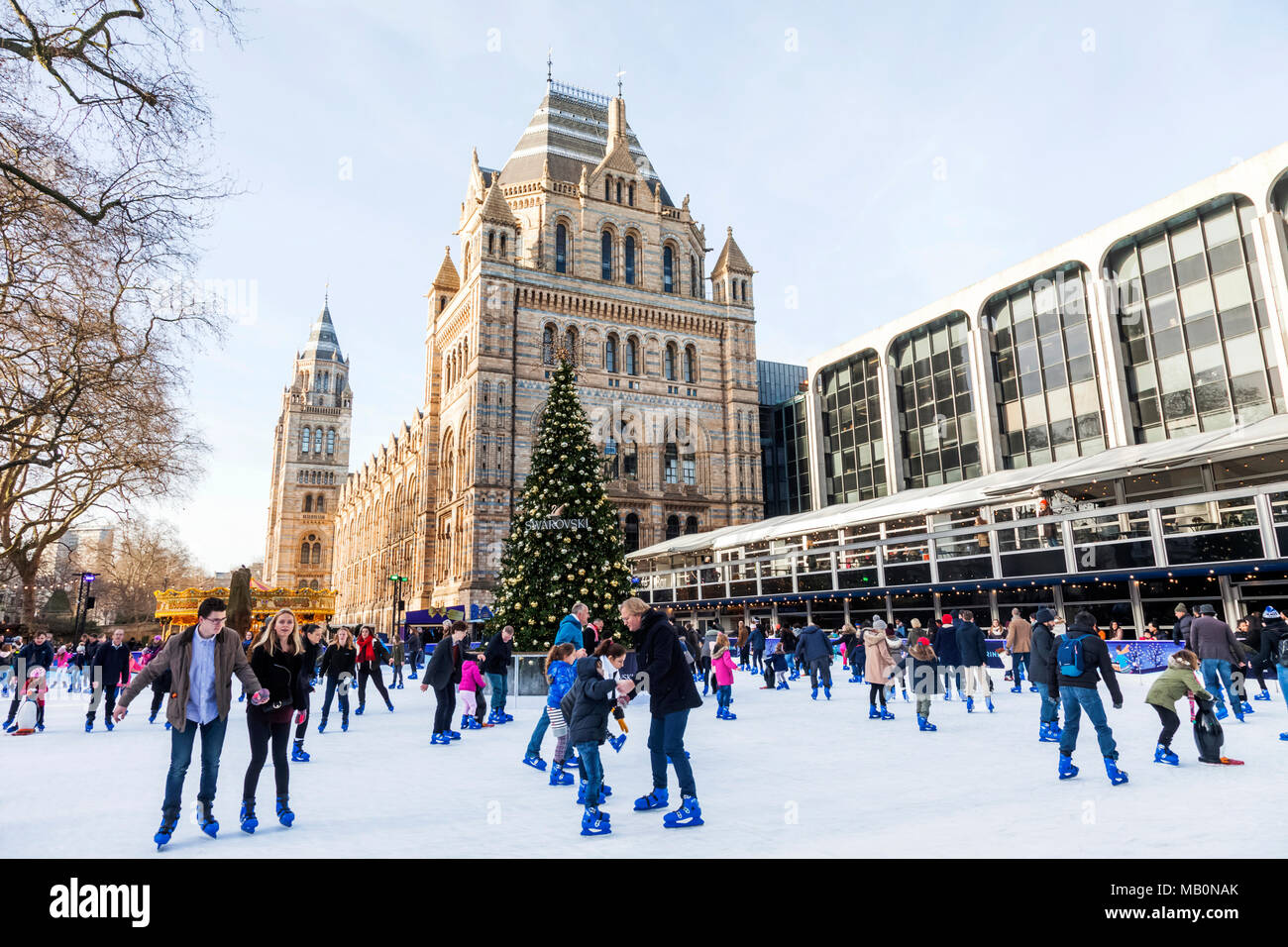 England, London, South Kensington, Natural History Museum, Ice Skating