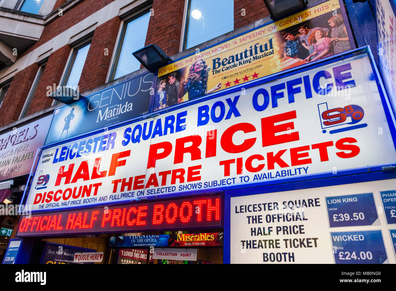 England, London, Leicester Square, Discount Theatre Ticket Office Stock Photo Alamy