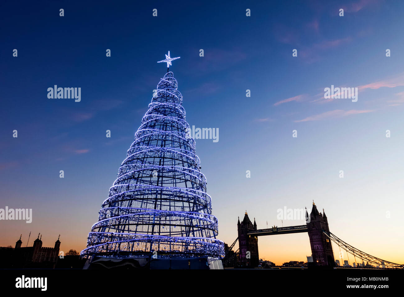 England, London, Southwark, More London Riverside, Christmas Tree and