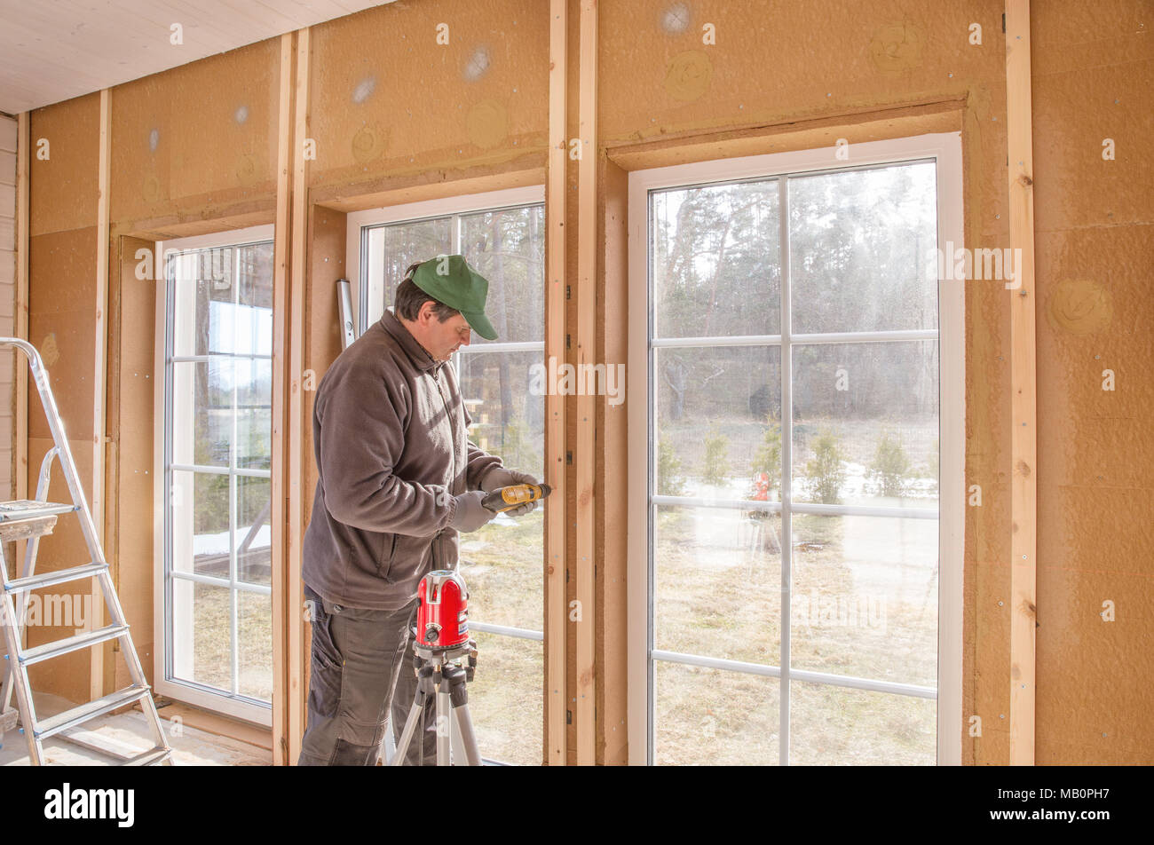 Construction work, finishing work in a wooden house and installing