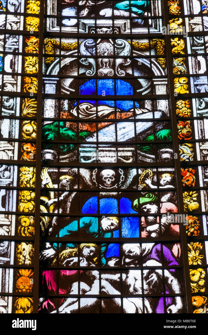 England, London, The City, St Paul's Cathedral, Stained Glass Window