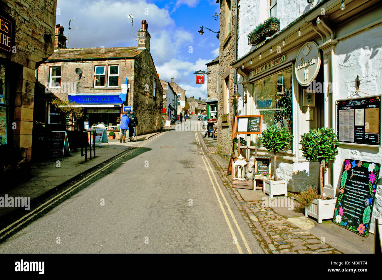 Shops and Tea Rooms Grassington, North Yorkshire Stock Photo