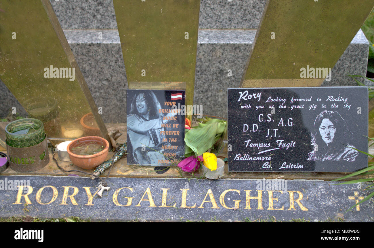 William Rory Gallagher was born on March 7th, 1948 in Ballyshannon, and died 1995 in london. Buried in St Olivers cemetery Ballincollig, Ireland. Stock Photo