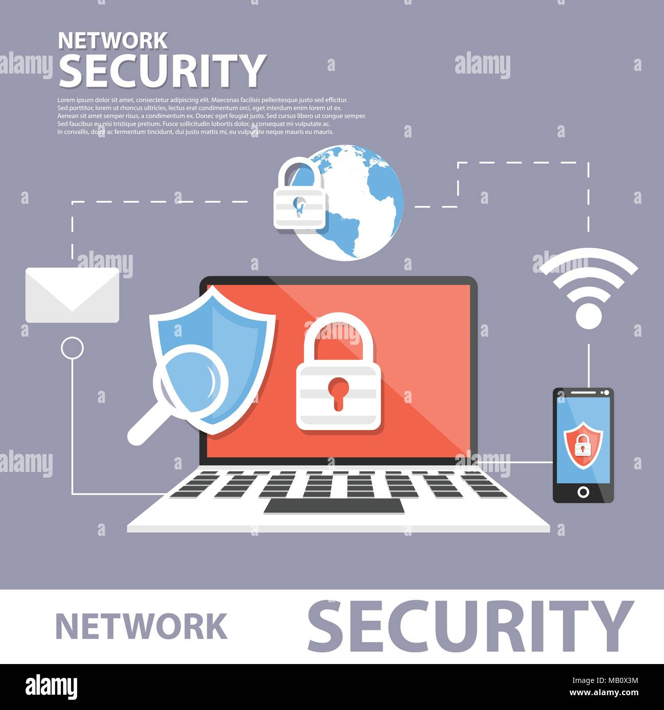 Network Security Flat Icon Banner Concept Stock Vector Image & Art - Alamy