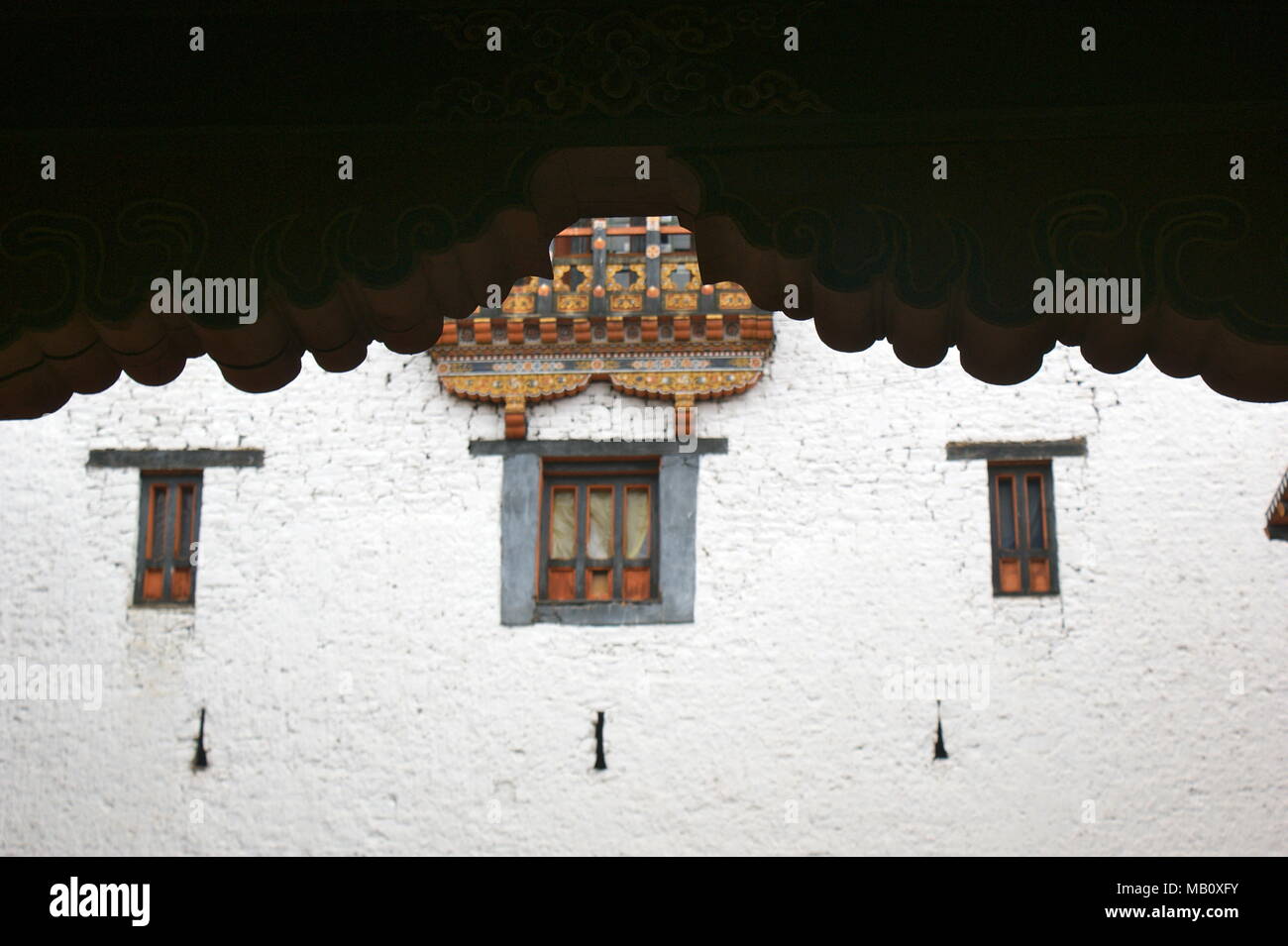 Paro Dzong window in Bhutan Stock Photo