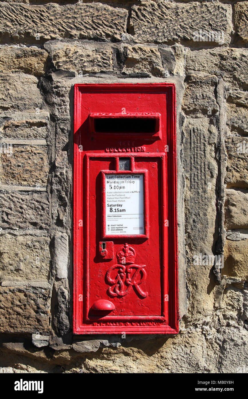 Wall mounted George VI Post Box in Bakewell Stock Photo