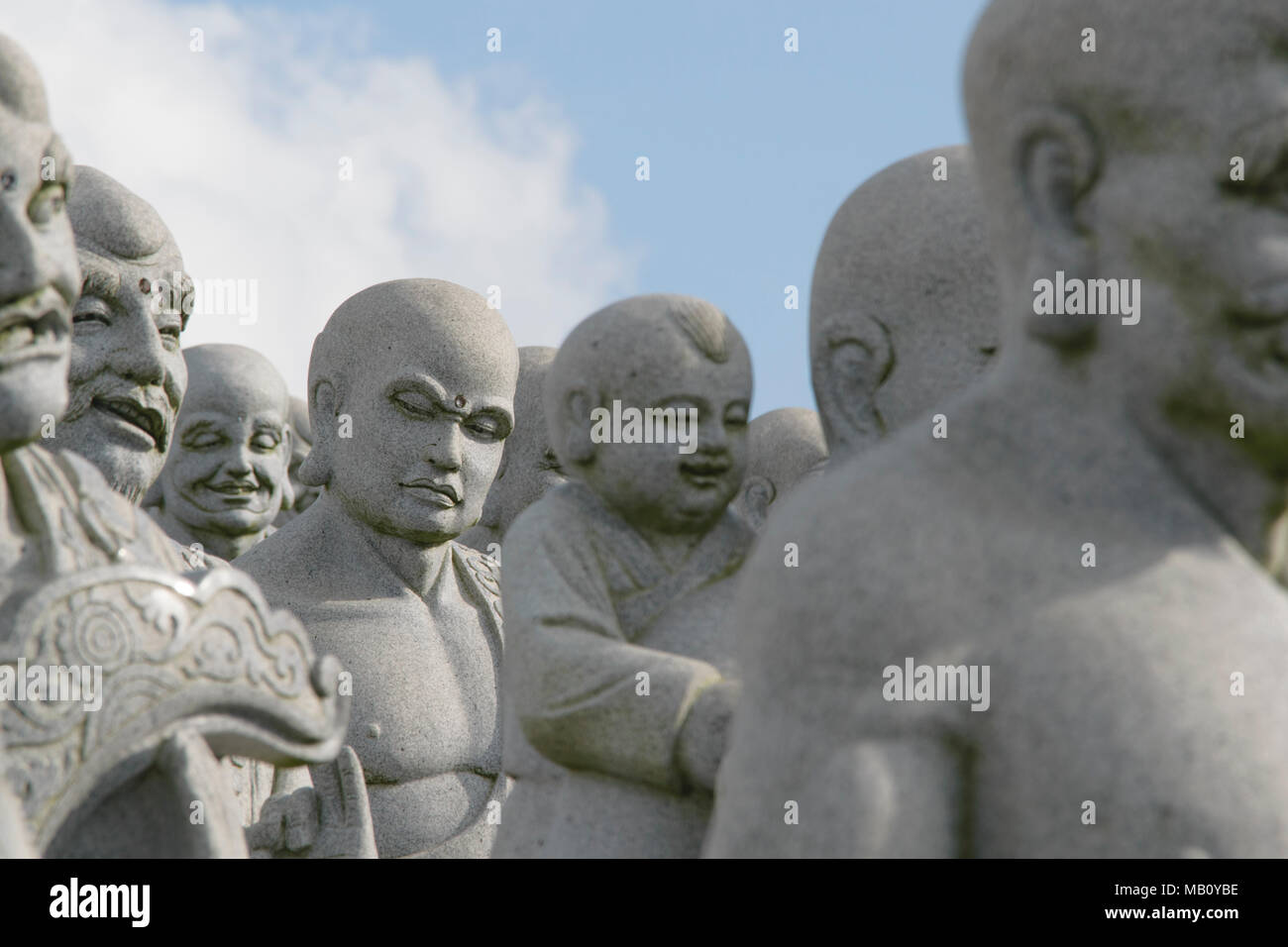 Tourism Statue/sculpture of The Thousand Buddhas at Vihara Ksitigarbha Bodhisattva, Tanjungpinang-Bintan Island-Riau Island, INDONESIA Stock Photo