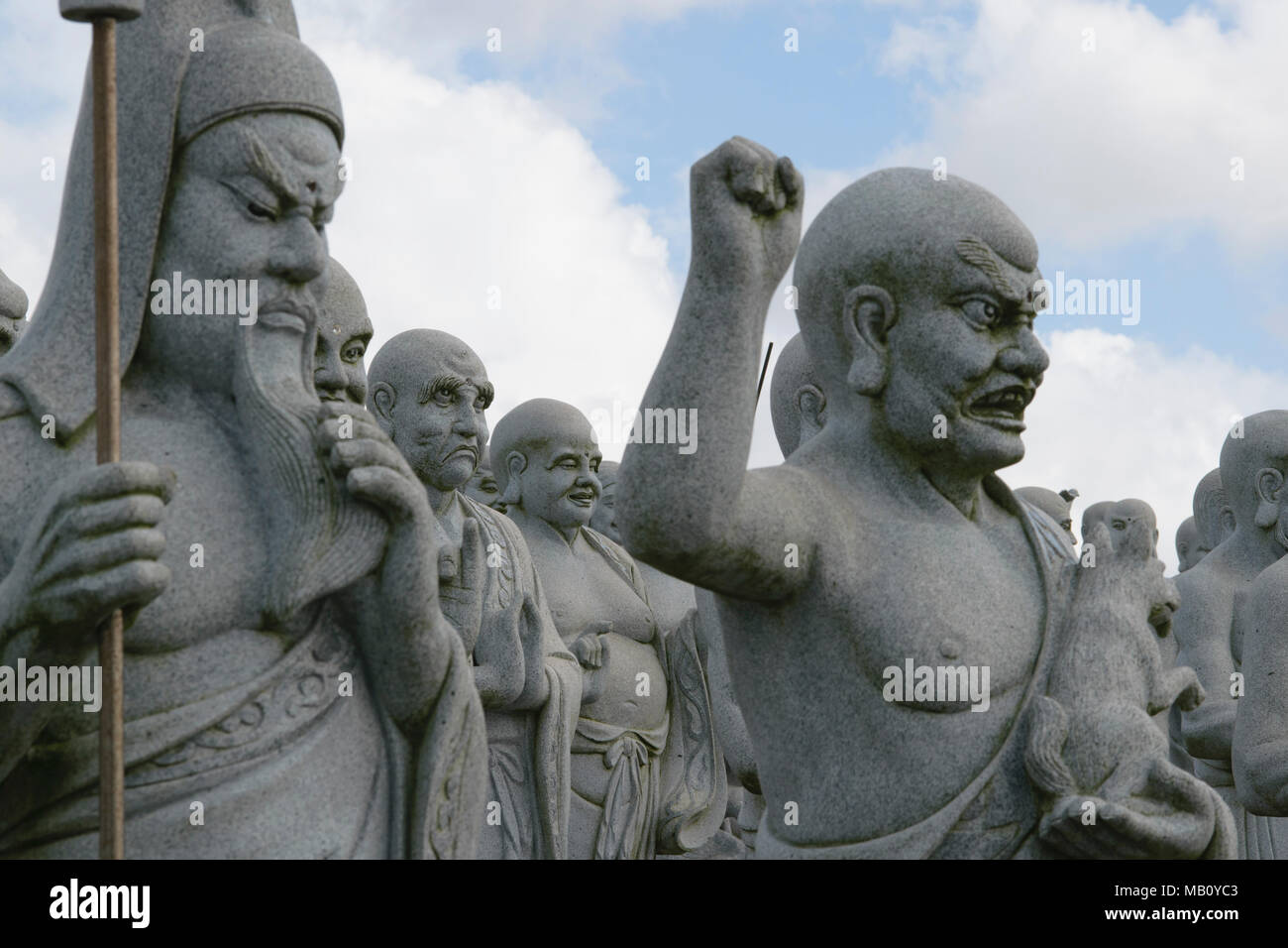 Tourism Statue/sculpture of The Thousand Buddhas at Vihara Ksitigarbha Bodhisattva, Tanjungpinang-Bintan Island-Riau Island, INDONESIA Stock Photo
