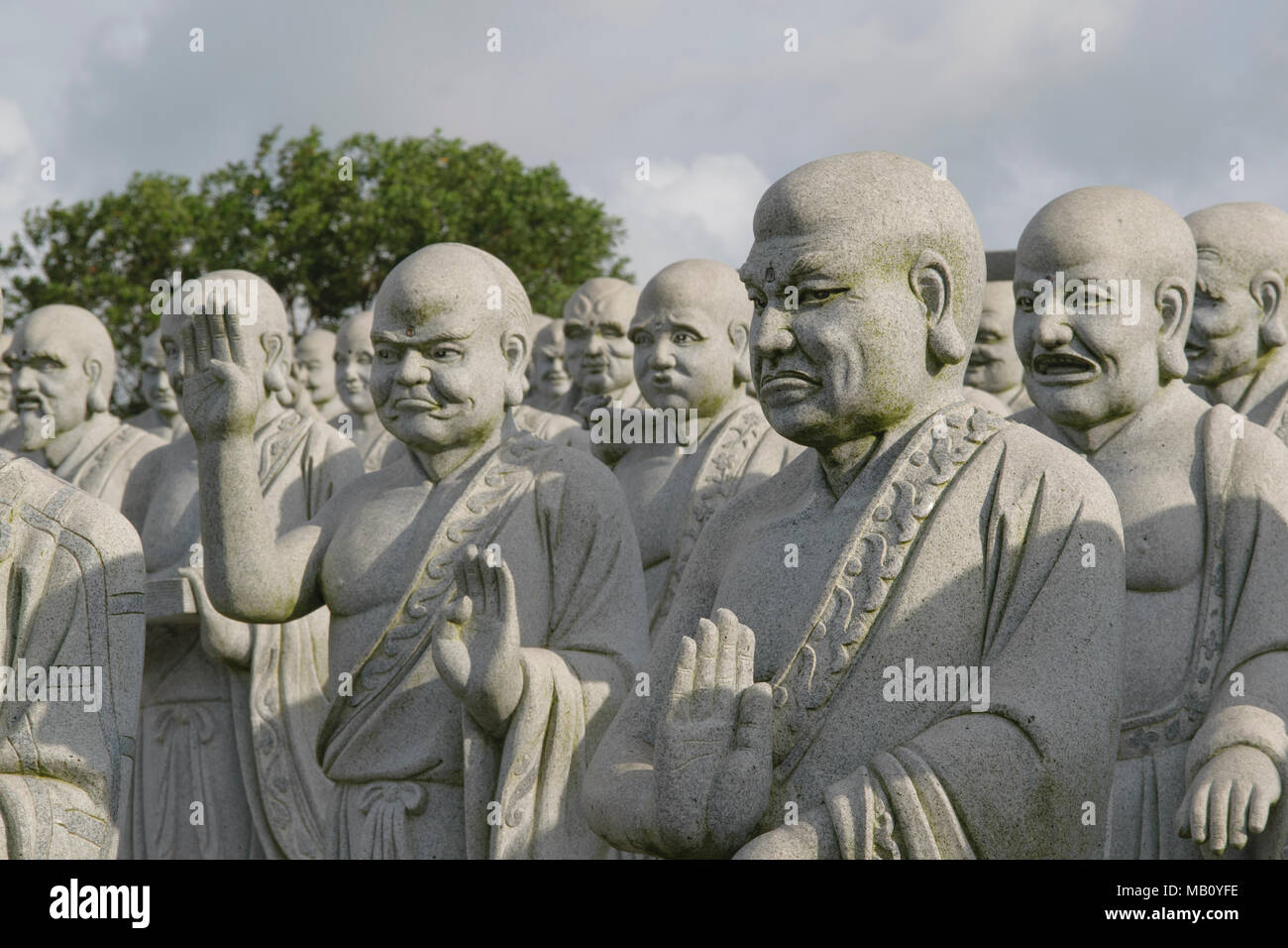 Tourism Statue/sculpture of The Thousand Buddhas at Vihara Ksitigarbha Bodhisattva, Tanjungpinang-Bintan Island-Riau Island, INDONESIA Stock Photo