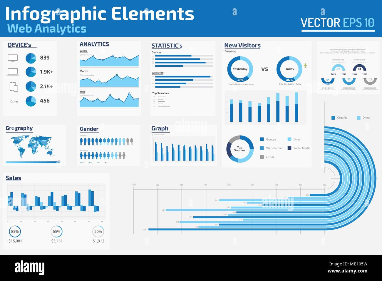 infographic Elements Web Analytics design template Stock Vector