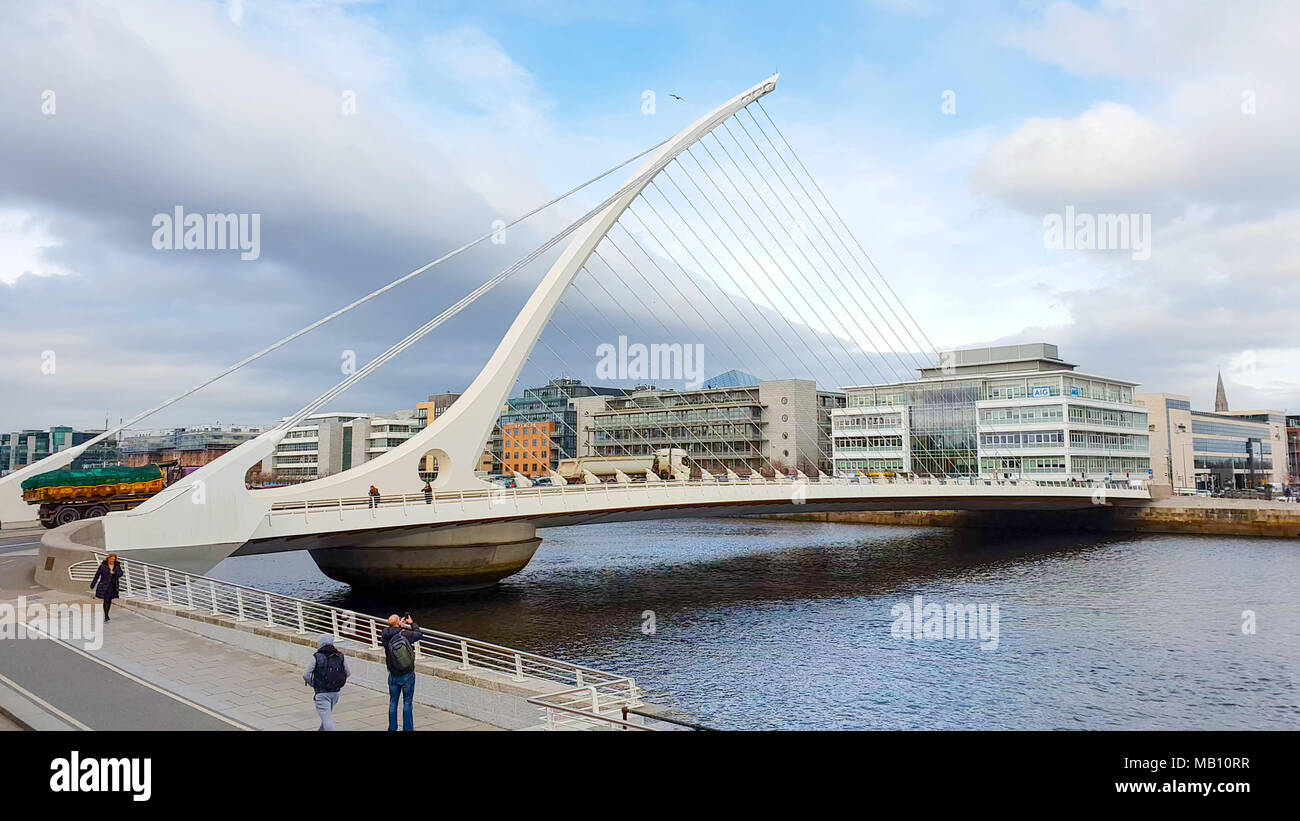 Famous Samuel Becket Bridge in Dublin over River Liffey - DUBLIN