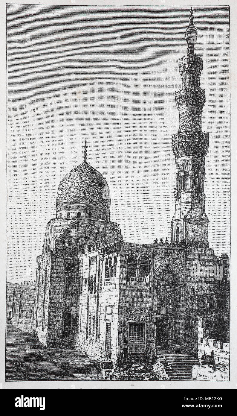 Moschee Kait-Bey, Grabmoschee von Qait-Bey, Kairo, Ã„gypten, digital improved reproduction of an original print from the year 1895 Stock Photo