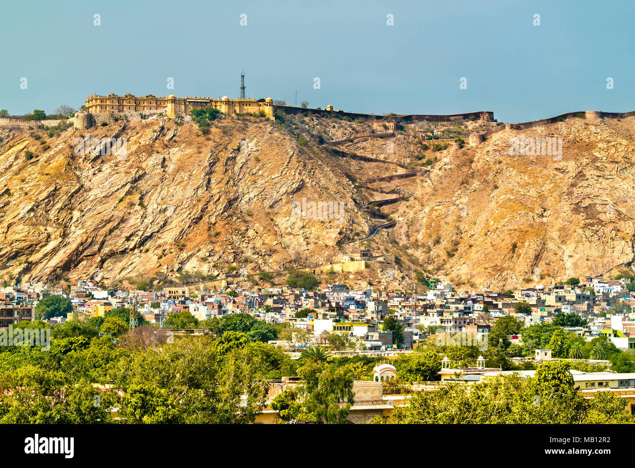 View of Nahargarh Fort above Jaipur, India Stock Photo