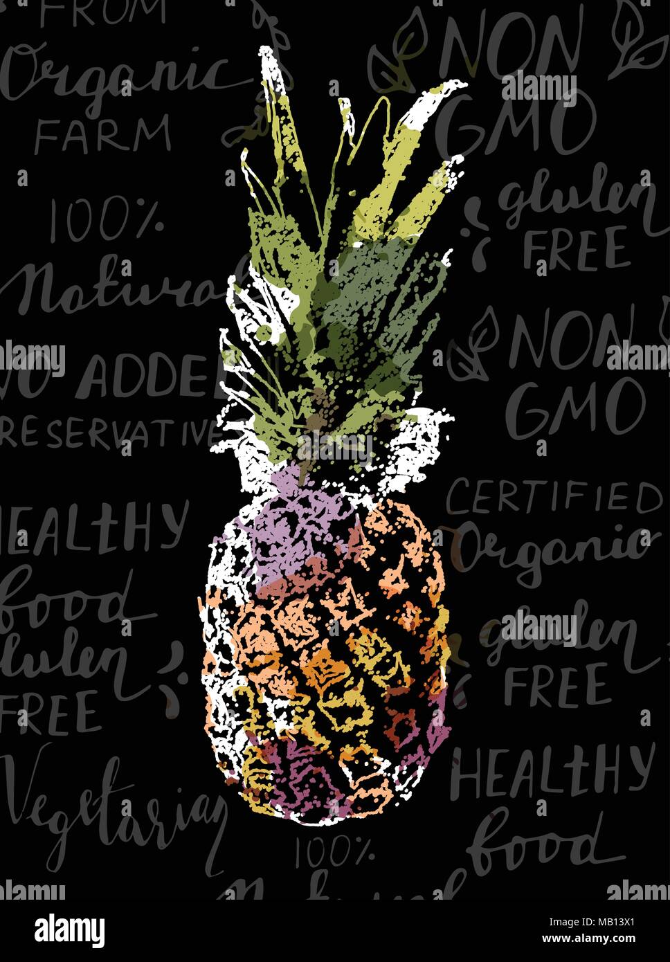 Vector Single Sketch Pineapple Stock Vector
