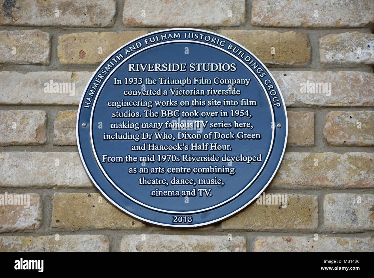 hammersmith and fulham historic buildings group plaque marking riverside studios Stock Photo