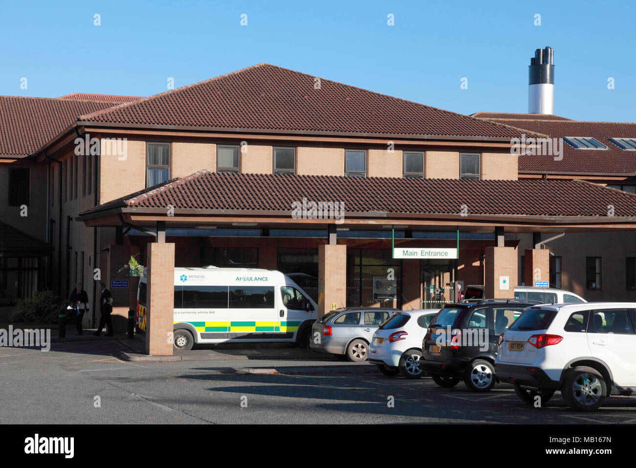 The main entrance to the Princess Royal Hospital, part of the Shrewsbury and Telford Hospital Trust Stock Photo
