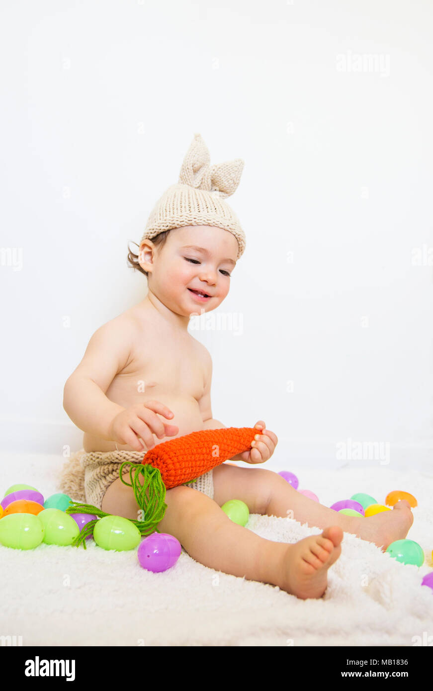 cute easter baby boy Stock Photo