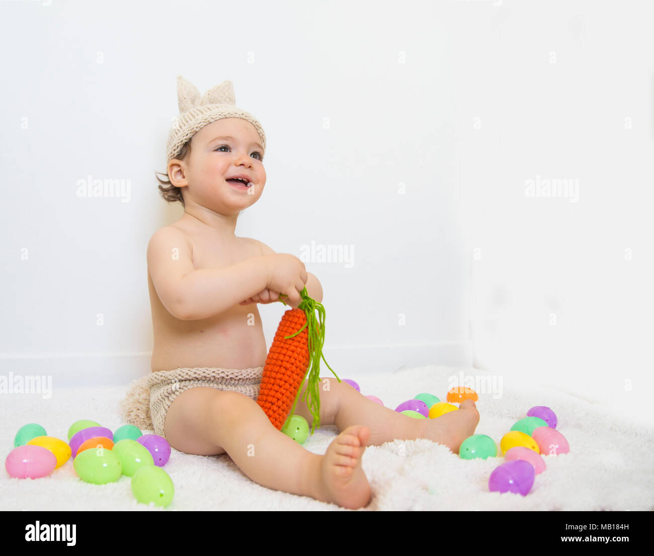 cute easter baby boy Stock Photo