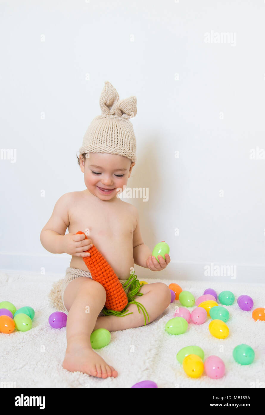 cute easter baby boy Stock Photo