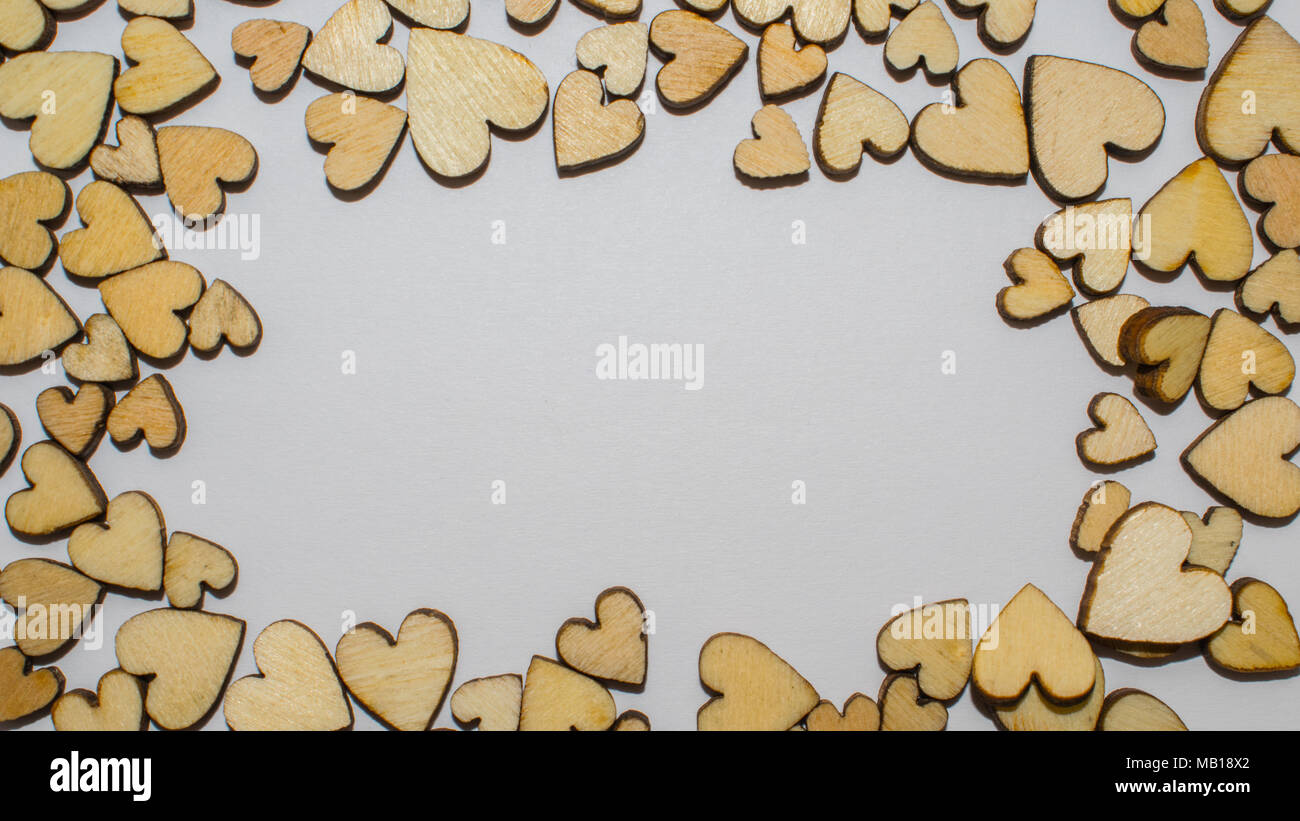 Wooden hearts frame with space for text Stock Photo - Alamy