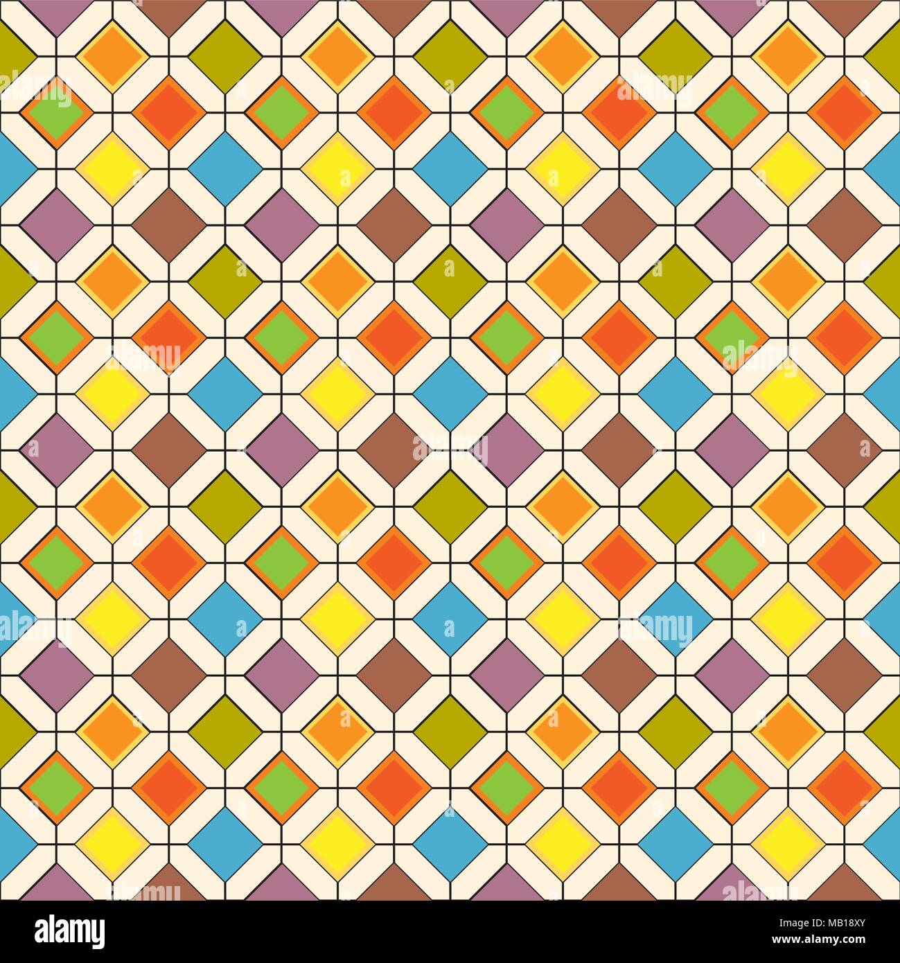 Seamless repeating pattern of multi-colored rhombuses Stock Vector