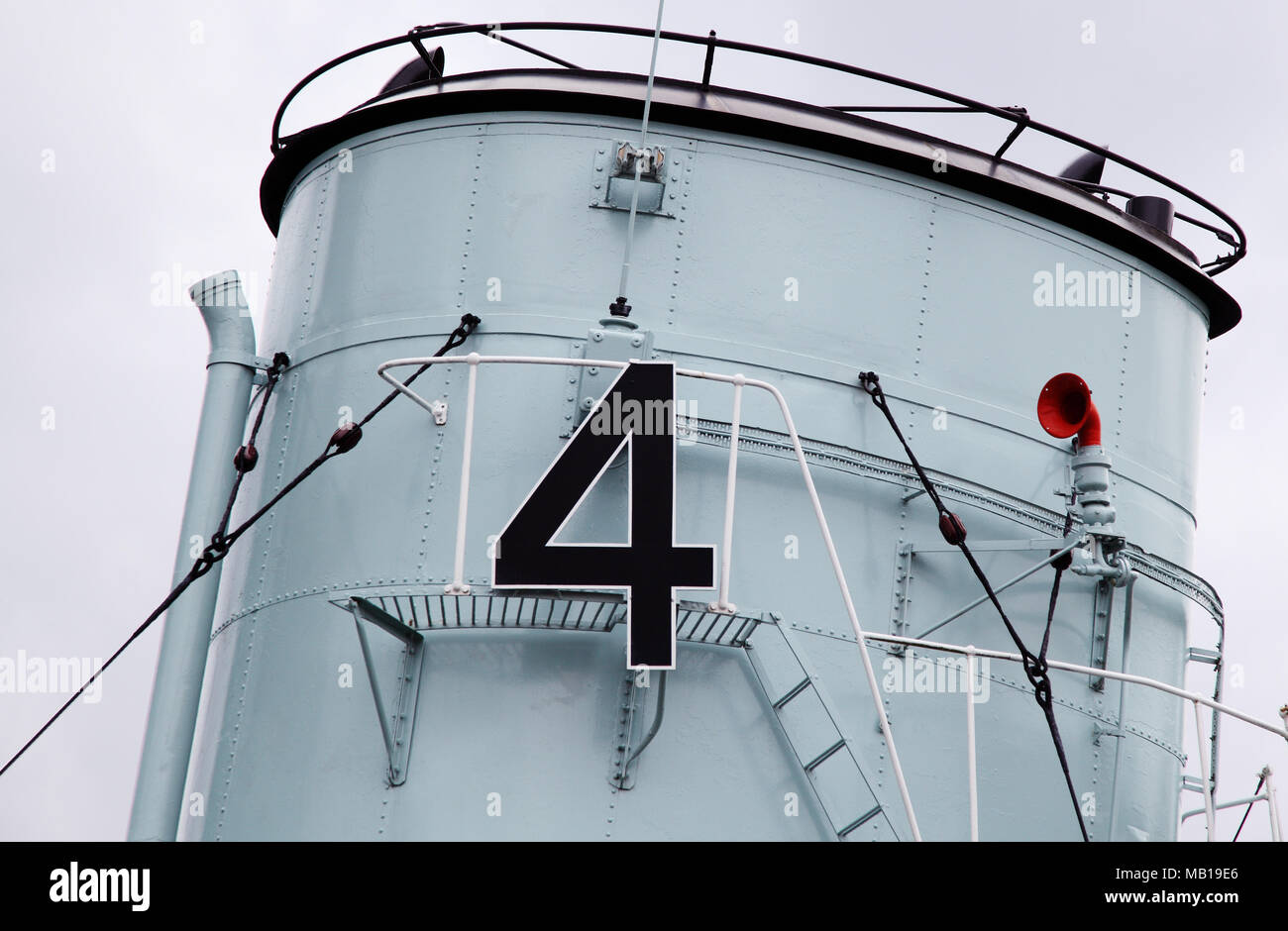 Large number four (4) on a ship's funnel (chimney Stock Photo Alamy