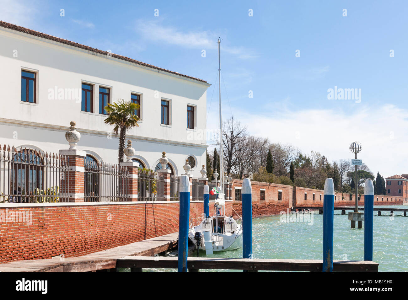 San Servolo Island, (Isola di San Servolo, Island of the Mad)  Venice, Veneto, Italy housing the Venice International University and the Insane Asylum Stock Photo