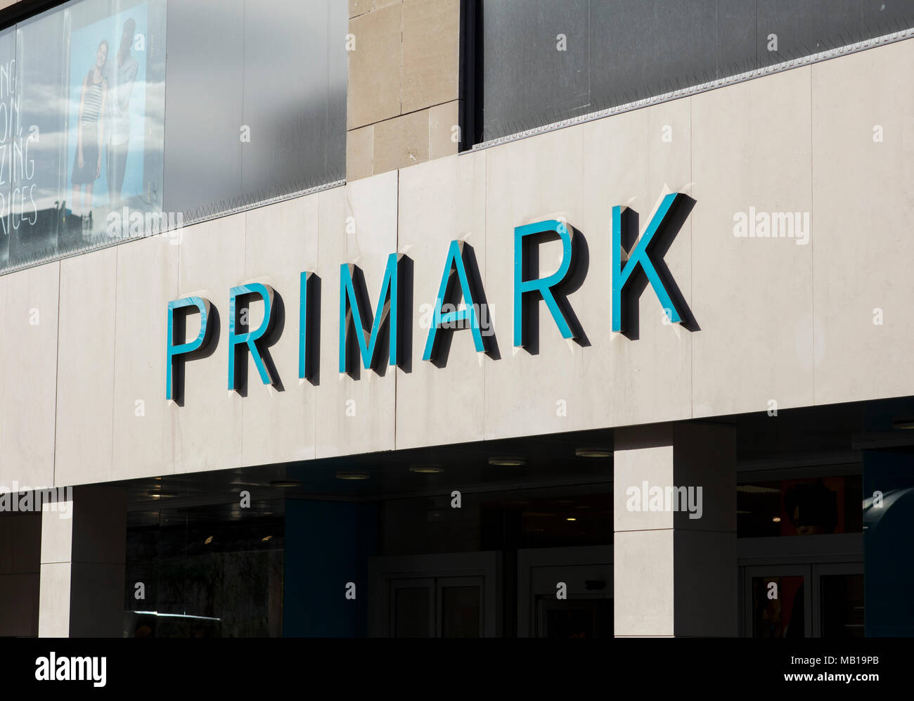 Primark sign in the city centre, Nottingham, Nottinghamshire, UK 3rd