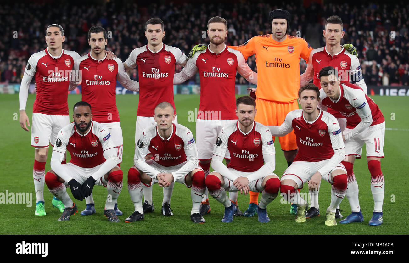 Arsenal team group top row from left to right Hector Bellerin