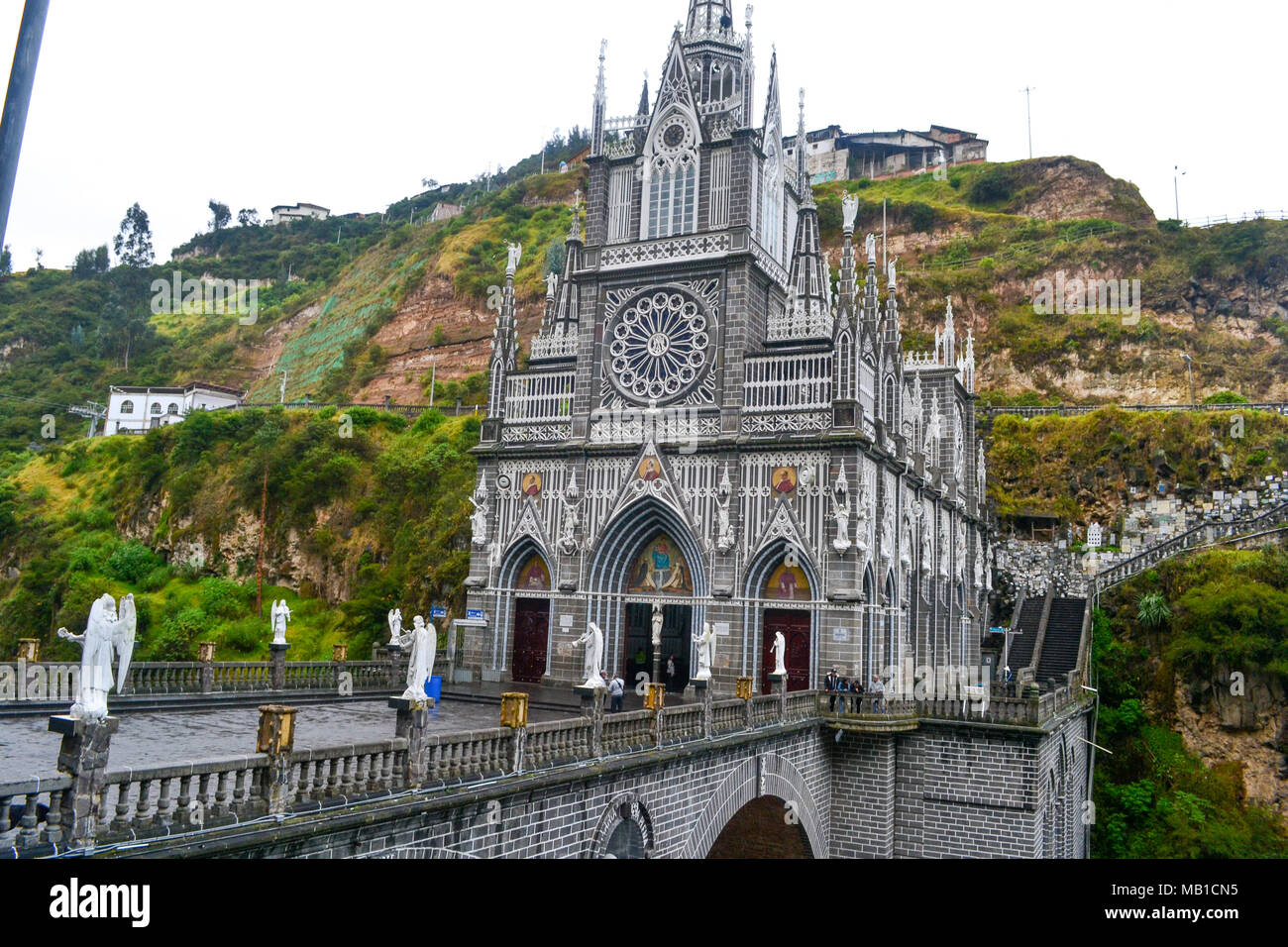 Pictures of The Las Lajas Cathedral in Colombia Stock Photo