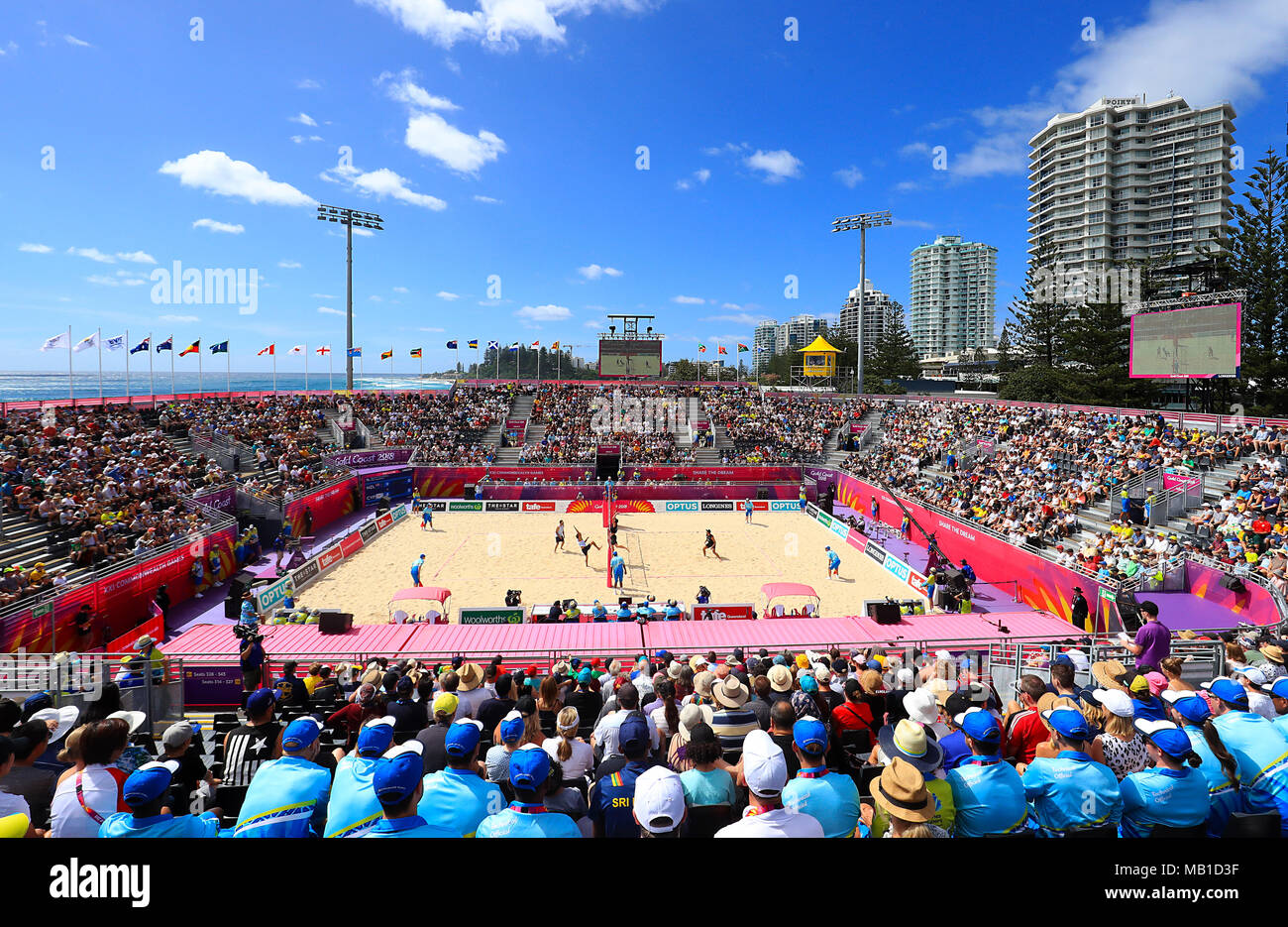 General view mens preliminary beach volleyball competition coolangatta