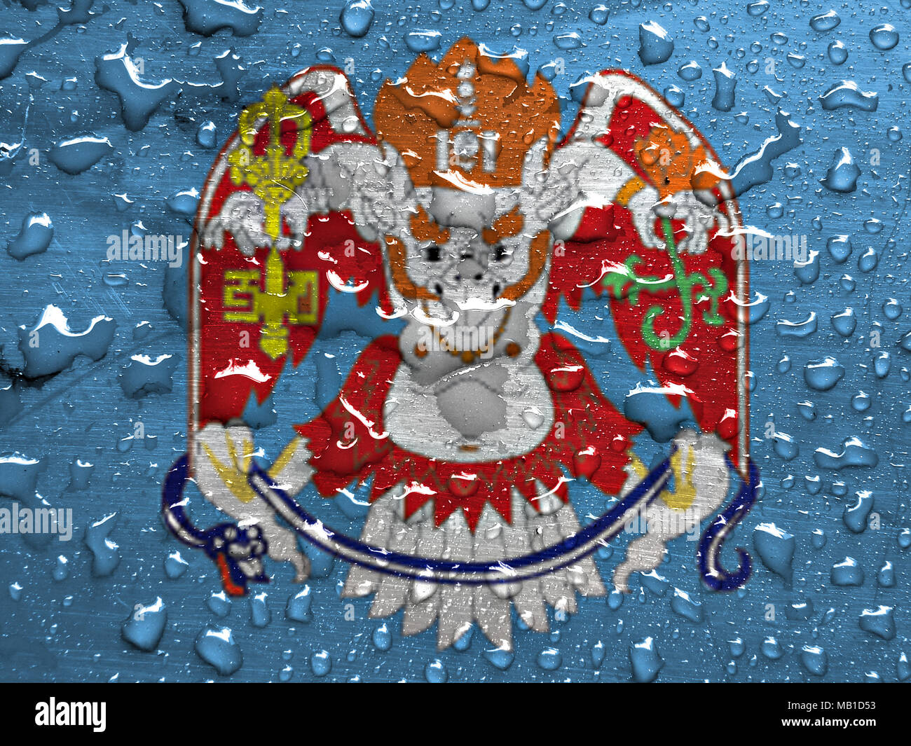 flag of Ulan Bator with rain drops Stock Photo